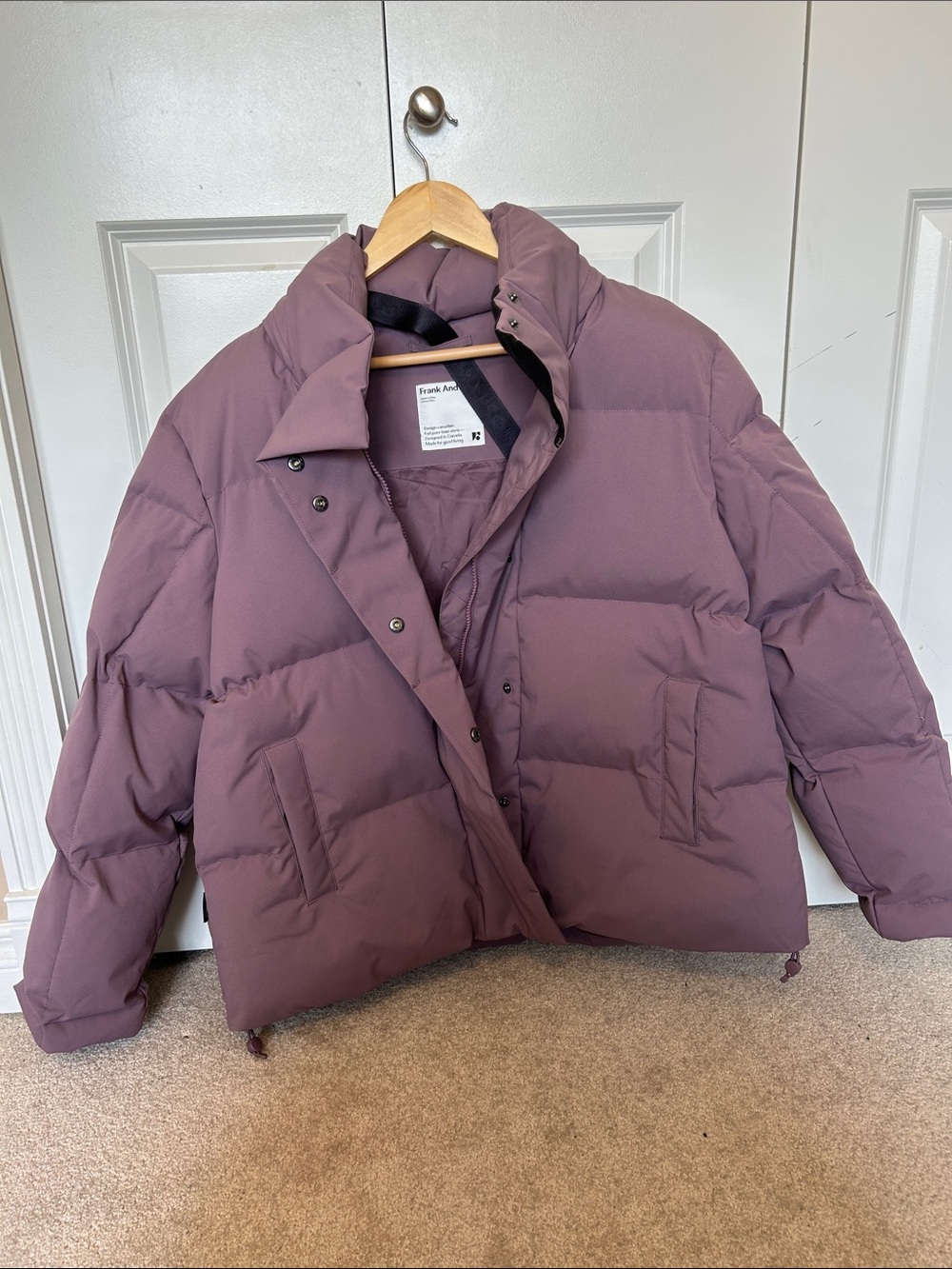 Frank and oak light purple puffer jacket
